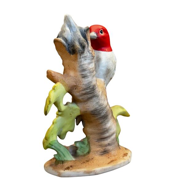 Vintage Napco Porcelain Red-Headed Wood Pecker Figurine, #B3154, 5” - Picture 6 of 7